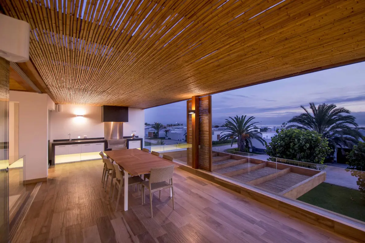 drop ceiling lighting with bamboo pole ceiling panels