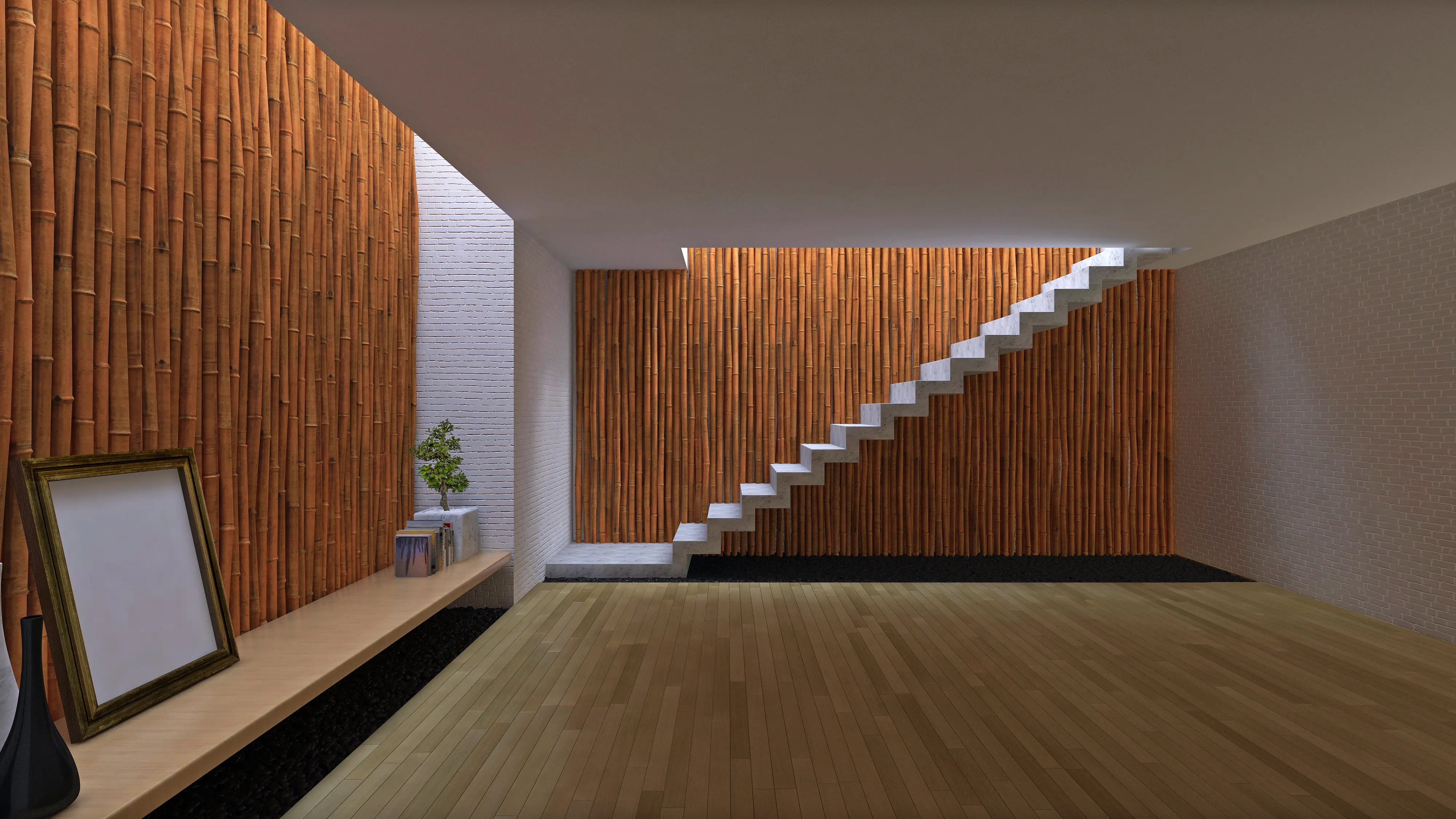 bamboo poles staircase