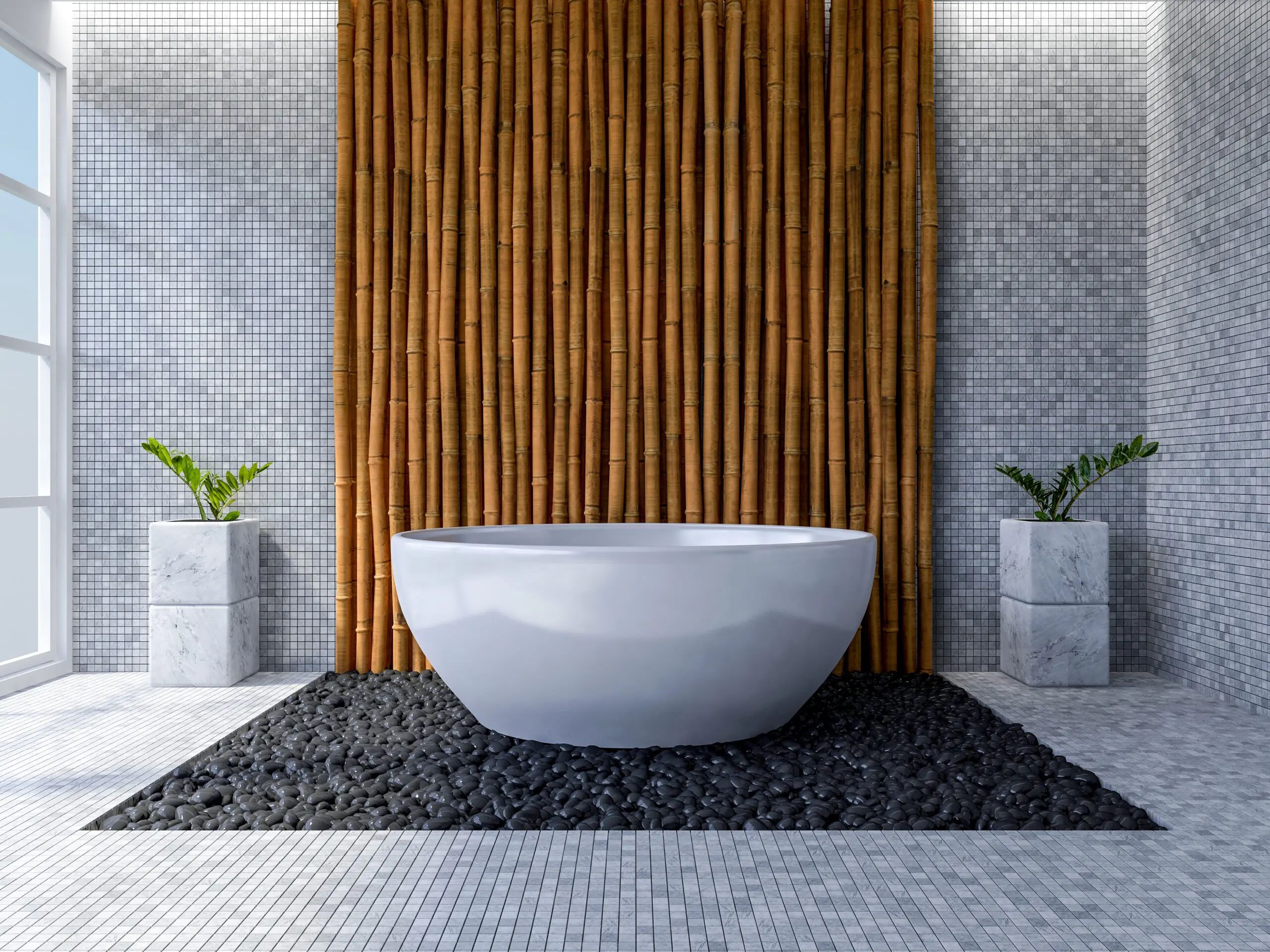 tonkin bamboo pole feature indoors
